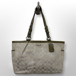 Coach Beige and Olive Tote Bag